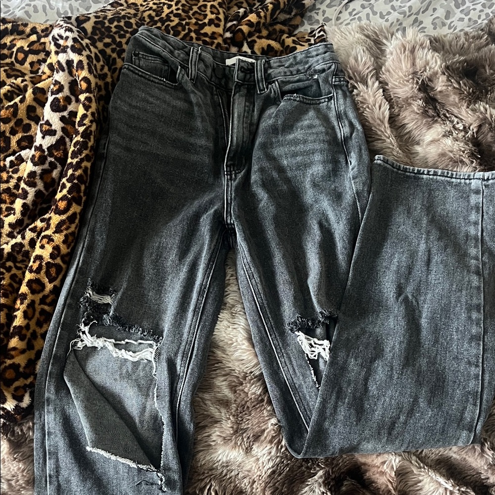 PacSun Charcoal Distressed Boyfriend Jeans